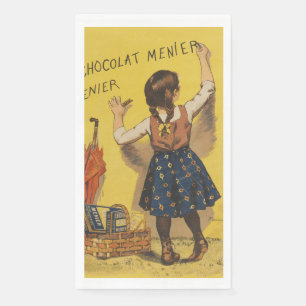 Serviette En Papier Chocolat Menier Petite fille Mur écriture