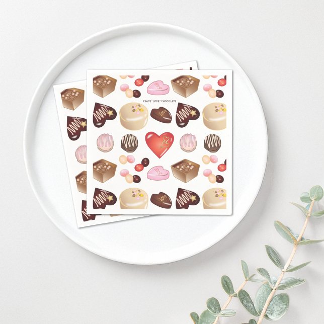 Serviette En Papier Chocolat moderne bonbons confiserie Motif de coeur (Créateur téléchargé)