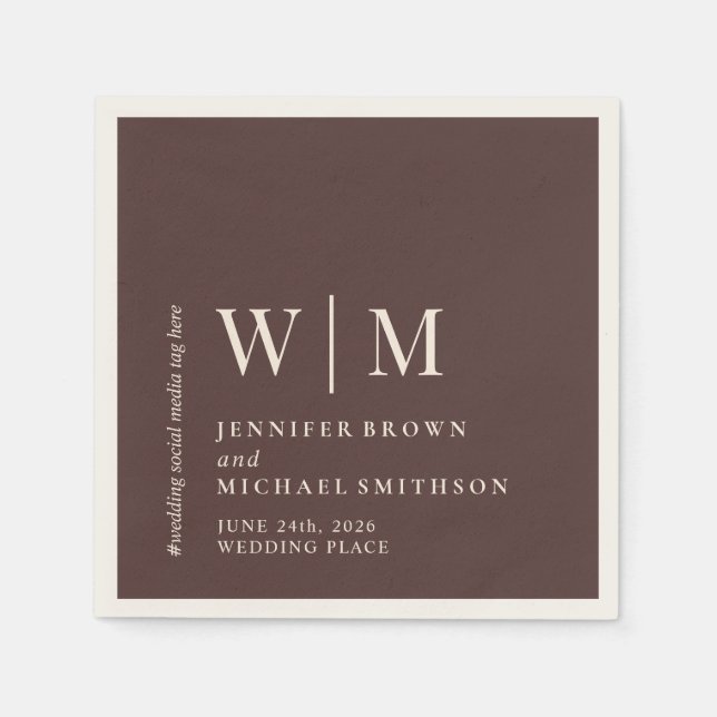 Serviette En Papier Chocolate Brown & Ivory Formal Event Suite Wedding (Devant)