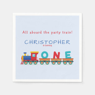 Serviette En Papier Choo Choo Train Boys 1er anniversaire Blue Party