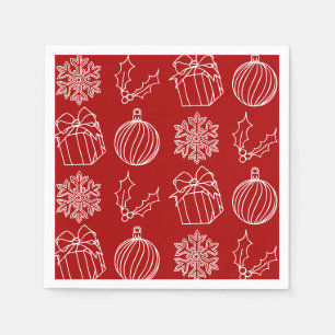 Serviette En Papier Choses de Noël - Flocon de neige, houx, cadeau et 