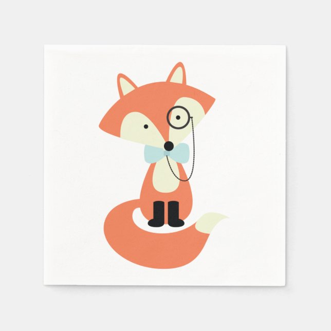 Serviette En Papier Chou Monocle Hipster Red Fox (Devant)