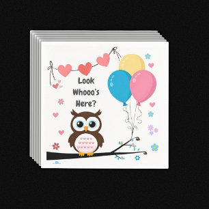 Serviette En Papier Chouette adorable avec ballons et Baby shower de c