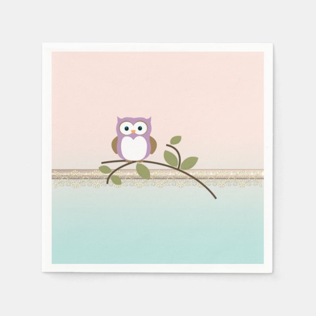 Serviette En Papier Chouette adorable et mignonne (Devant)