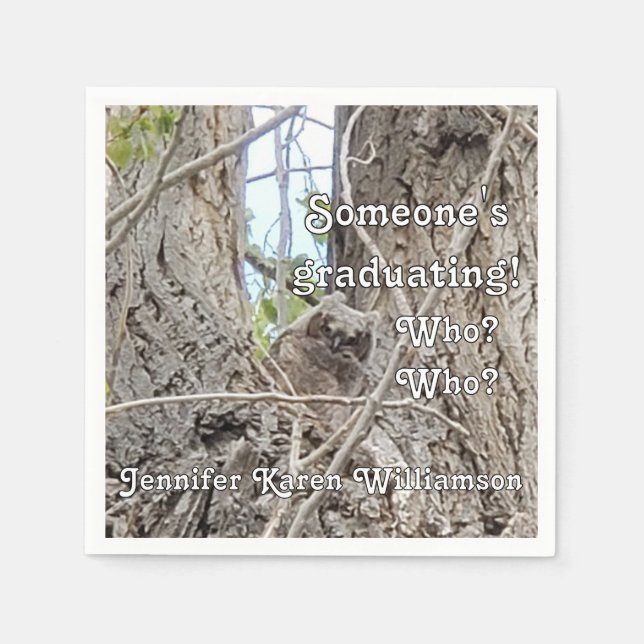 Serviette En Papier Chouette-bébé dans l'arbre Un diplômé qui (Devant)