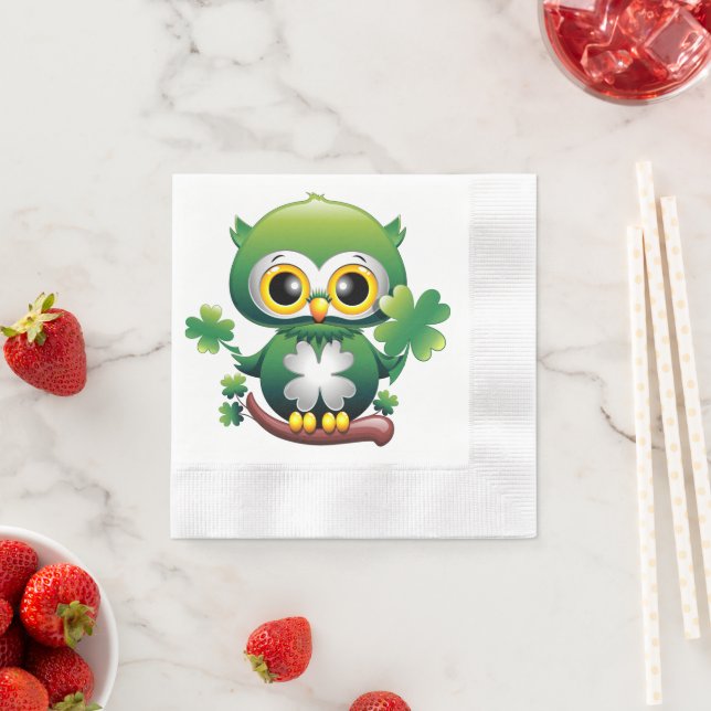 Serviette En Papier Chouette bébé mignon St Patrick dessin animé (En situation)