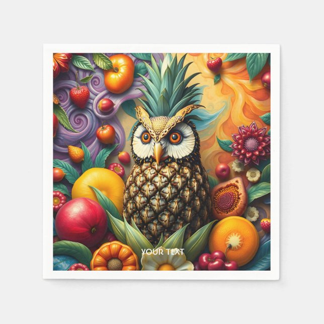 Serviette En Papier Chouette d'ananas serène mignonne Imaginaire (Devant)