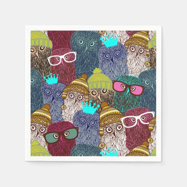 Serviette En Papier Chouette dans la couronne (Devant)