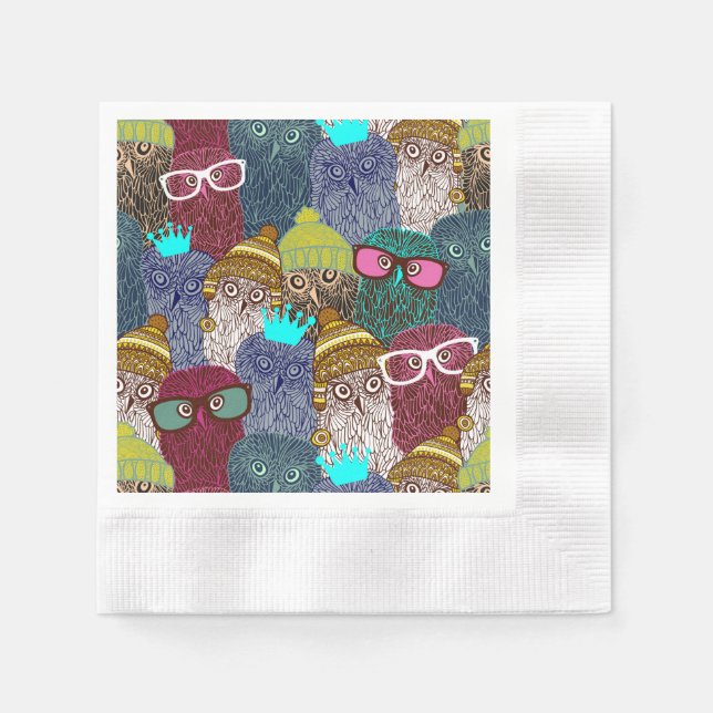 Serviette En Papier Chouette dans la couronne (Devant)