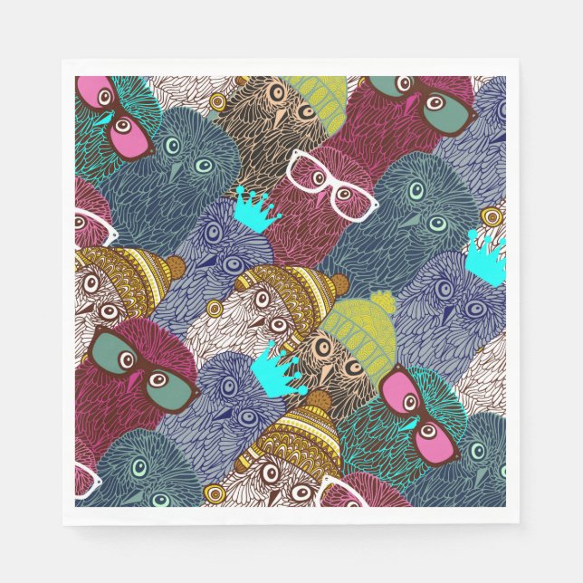 Serviette En Papier Chouette dans la couronne (Devant)