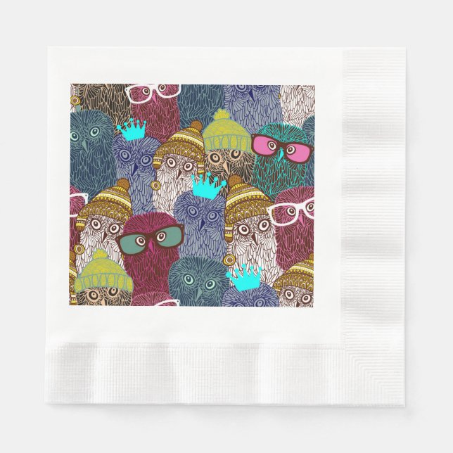 Serviette En Papier Chouette dans la couronne (Devant)
