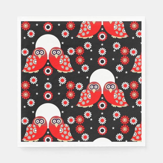 Serviette En Papier Chouette d'art populaire (Devant)