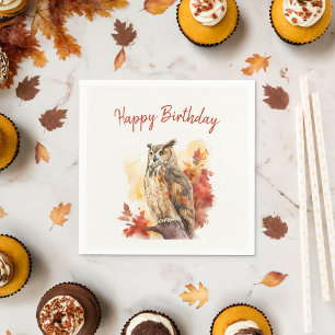 Serviette En Papier Chouette d'automne - Anniversaire