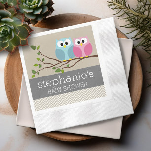 Serviette En Papier Chouette mignonne sur Branche bébé fille ou gar
