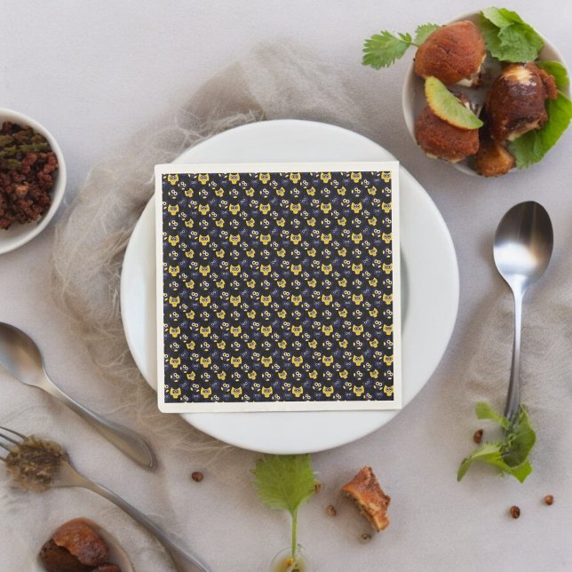 Serviette En Papier Chouette noire (dinner napkin)
