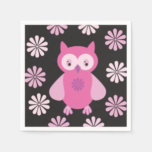 Serviette En Papier chouette rose mignonne