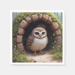Serviette En Papier Chouettes brulantes dans une grotte