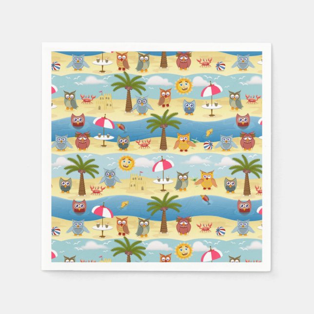 Serviette En Papier chouettes d'été (Devant)