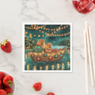 Serviette En Papier Chow Chow Noël Festive Voyage