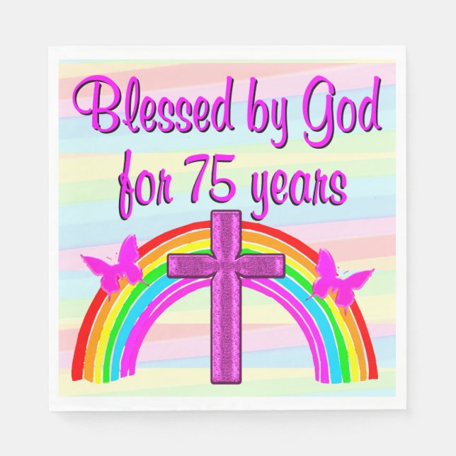 SERVIETTE EN PAPIER CHRÉTIEN 75E ANNIVERSAIRE PAPIER NAPKINS (Devant)