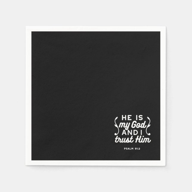 Serviette En Papier Christian Faith Quote – Trust in God Psalm 91:2 (Devant)