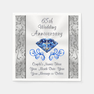 Serviette En Papier Christian Sapphire Personnalisé 65e anniversaire d