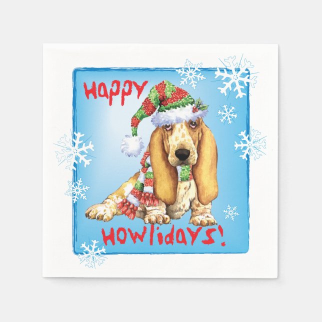 Serviette En Papier Christmas Basset Hound (Devant)