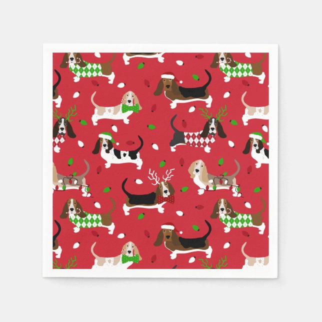 Serviette En Papier Christmas Basset Hound (Devant)