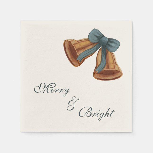 Serviette En Papier Christmas Bell Merry & Bright Napkin (Devant)