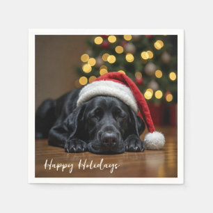 Serviette En Papier Christmas Black Labrador Retriever