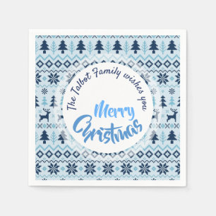 Serviette En Papier CHRISTMAS Blue Deer motif personnalisé P Napkin