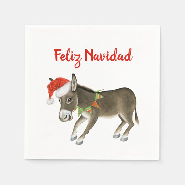 Serviette En Papier Christmas Burro Feliz Navidad Personnalisable (Devant)