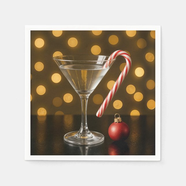 Serviette En Papier Christmas Candy Cane On a Martini Glass (Devant)