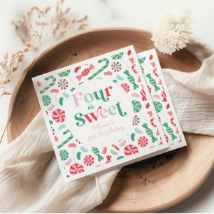 Serviette En Papier Christmas Candy Four est Sweet 4e anniversaire