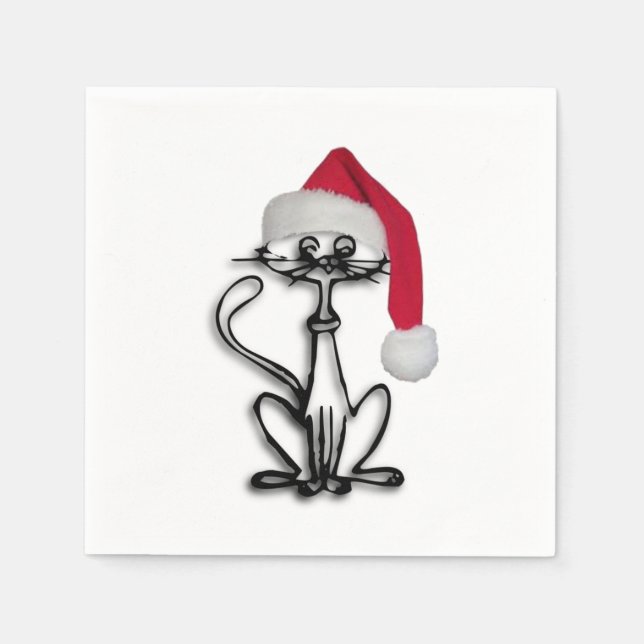 Serviette En Papier Christmas Cat (Devant)