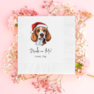 Serviette En Papier Christmas Fox Hound Chien Personnalisé Boissons Su