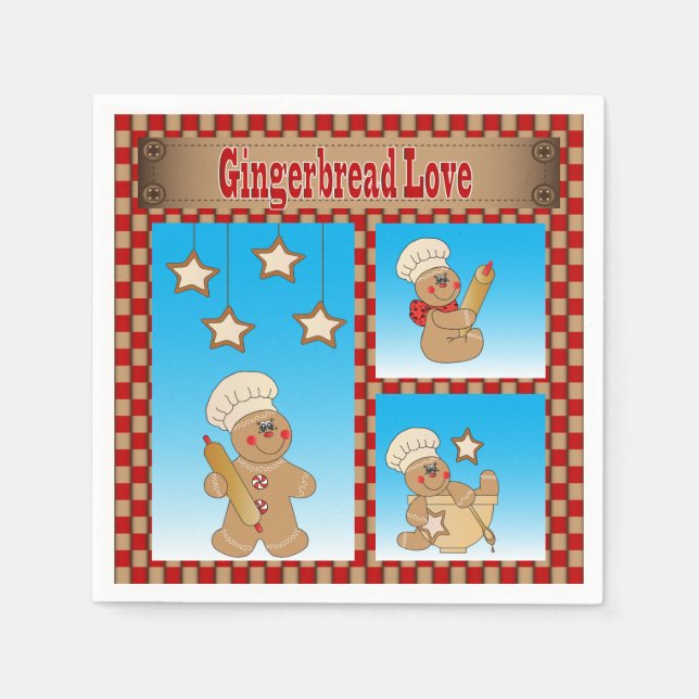 Serviette En Papier Christmas Gingerbread Cookie Love (Devant)