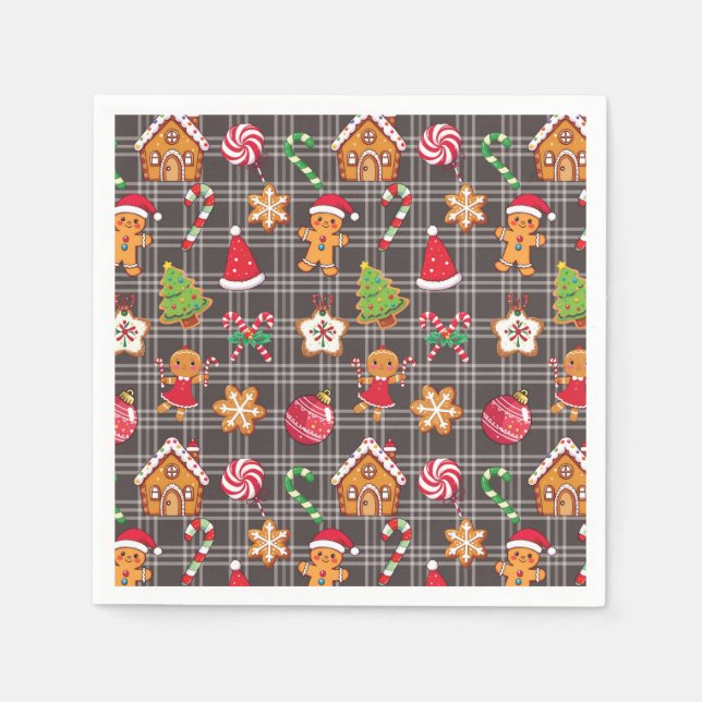 Serviette En Papier Christmas Gingerbread Cookies Print Party Napkins (Devant)