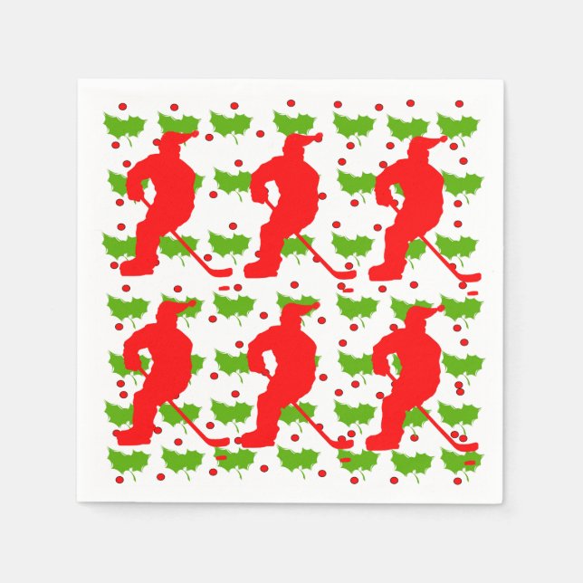 SERVIETTE EN PAPIER CHRISTMAS HOCKEY (Devant)