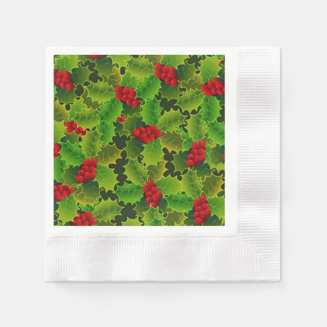 Serviette En Papier Christmas Holly (Devant)