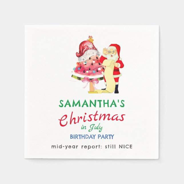 Serviette En Papier Christmas in July Naughty / Nice Toddler Birthday (Devant)