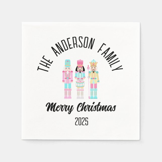 Serviette En Papier Christmas Nutcracker Pastel Personalized Name (Devant)