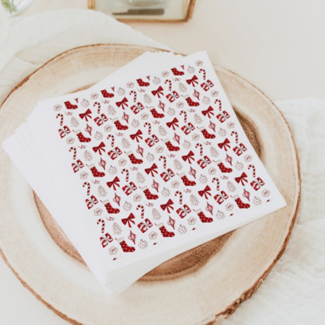 Serviette En Papier Christmas Paper Napkins Holiday Napkins Red Bow (Créateur téléchargé)