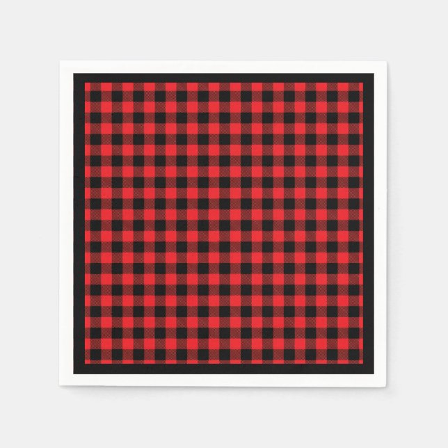 Serviette En Papier Christmas Paper Napkins Red & Black Buffalo Plaid (Devant)