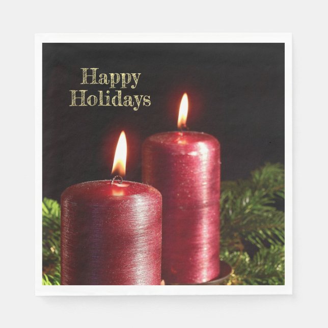 Serviette En Papier Christmas Party Red Candles Winter Holidays (Devant)