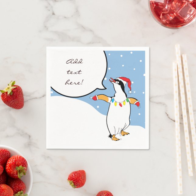 Serviette En Papier Christmas Père Noël Penguin dit (En situation)