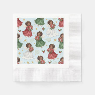 Serviette En Papier Christmas Poinsettia Angels