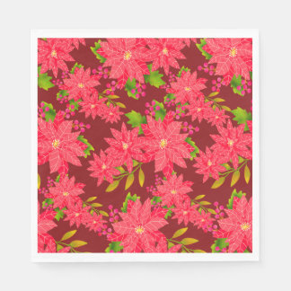 Serviette En Papier Christmas Poinsettia Red