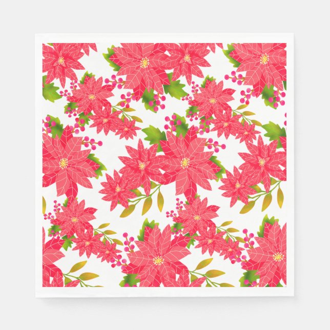 Serviette En Papier Christmas Poinsettia White (Devant)