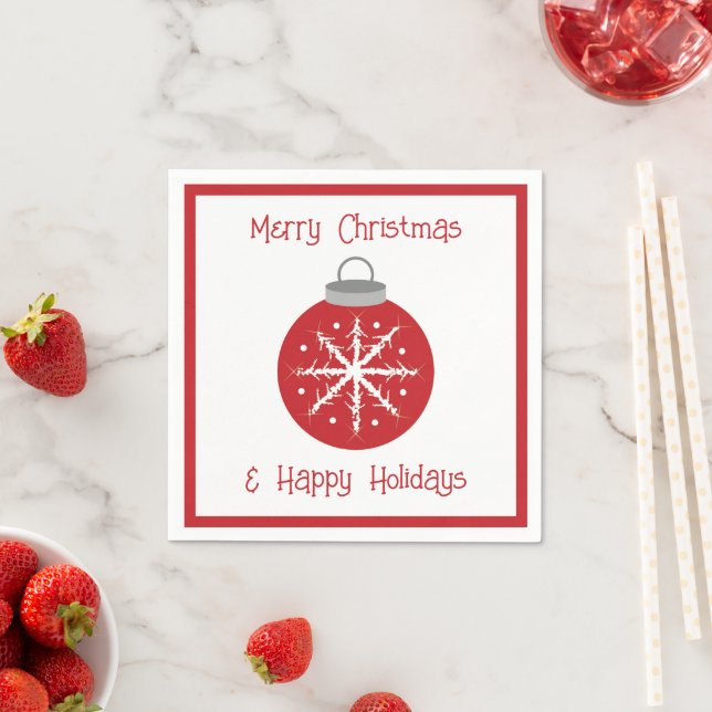 Serviette En Papier Christmas red ornament (En situation)